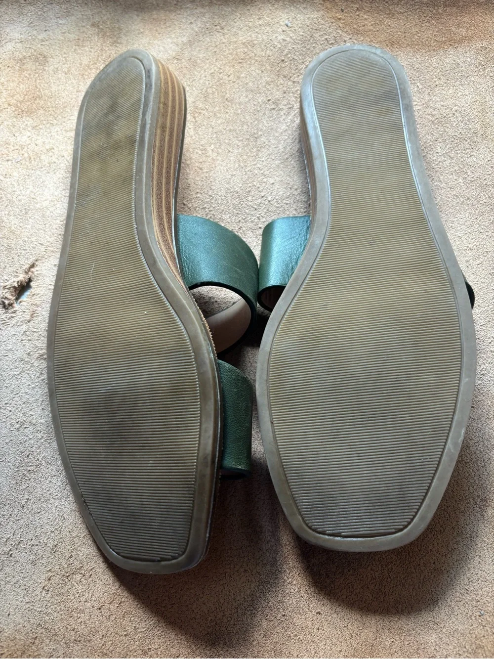 Ella Dark Green Leather Crossover Slide Mules